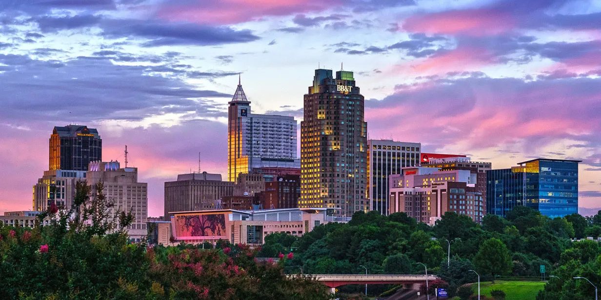 Downtown Raleigh at dusk